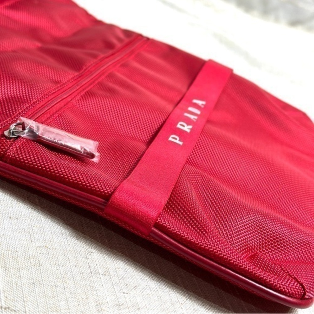 AUTHENTIC Prada red cosmetics toiletries travel or sports bag - Picture 5 of 16
